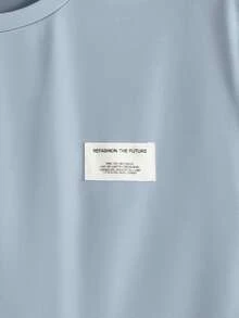 Mainfolk Men's Casual Patched Short Sleeve T-Shirt And Pants 2 Pcs Set, Summer Fashion Stripe Top And Bottom Set For Vacation, Commuting, Father's Day Gifts, Football - Baby Blue - View 7