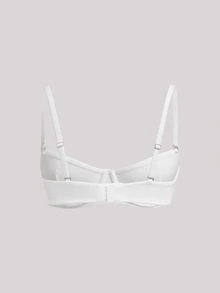 Veilyse 3pcs Solid Color Mesh Underwire Bra, Sexy Comfortable Push-Up Strappy Bra, Women's Lingerie - Multicolor - View 3