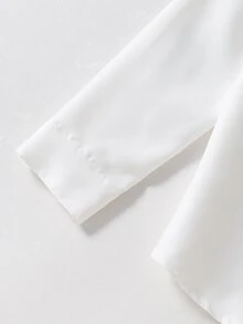 SHEIN 女童秋季白色條紋草莓襯衫，簡約可愛，時尚百搭，適合日常穿著與外出，長袖沙灘風 - 白色 - 查看 6