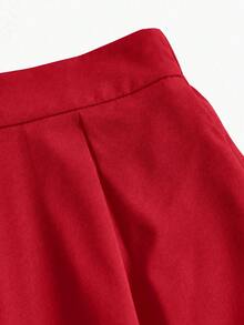 EMERY ROSE Solid Color Elegant Maxi Skirt With Side Pockets For New Year Clothes - Red - View 7