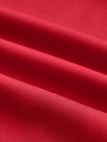 EMERY ROSE Solid Color Elegant Maxi Skirt With Side Pockets For New Year Clothes - Red - View 6