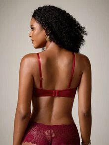 DreamPoppy 3pcs Women's Solid Color Lace Patchwork Sexy Push Up Bra, Lift And Support Small Bust - Multicolor - View 2