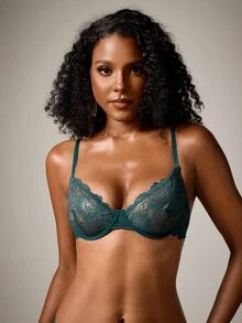 DreamPoppy 3pcs Women's Solid Color Lace Thin Cup Underwire Comfortable Bras - Multicolor - View 8