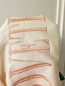 CovetEZ 2026秋季新款淡黃色刺繡標語印花圖案女款運動衫上衣 校園聖誕新年感恩節街頭休閒Y2K風 - 鵝黃色 - 查看 6