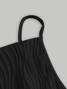 Skyraze Backless Bodycon Spaghetti Strap Dress - Black - View 3