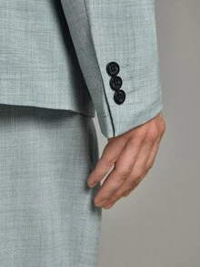 Calmiston Men's Sage Green Double Breasted Suit,Summer Elegant Formal 2 Pieces Set,Tailored Fit Linen Blend Textured Blazer & Pants For Wedding & Ceremony - Baby Blue - View 4