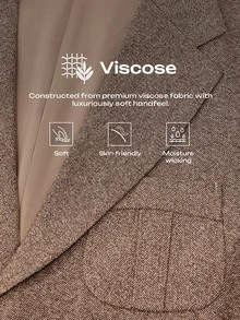 Calmiston Jaket Jas Kasual Pria Kerah Berkerah Tunggal - Coklat - View 2