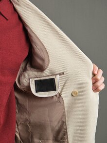 Calmiston Men's Versatile Lapel Neck Long Sleeve Double-Breasted Corduroy Blazer, Formal - White - View 4