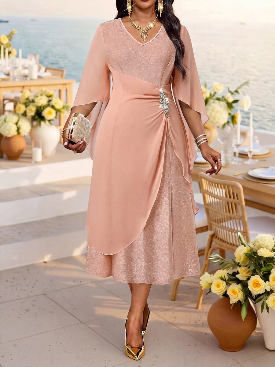 Fleurora Spring And Summer Autumn And Winter Elegant Party Christening Guest Evening Formal Wedding Wedding Cocktail Party Concert Baby Pink Fall Wedding - Champagne - View 1