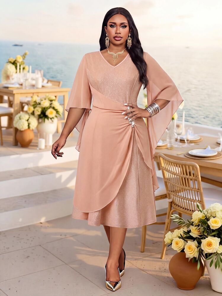 Fleurora Spring And Summer Autumn And Winter Elegant Party Christening Guest Evening Formal Wedding Wedding Cocktail Party Concert Baby Pink Fall Wedding - Champagne - View 4