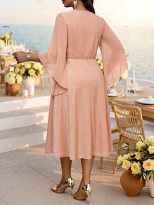 Fleurora 春夏秋冬優雅派對洗禮賓客晚宴正式婚禮婚禮雞尾酒會音樂會嬰兒粉秋季婚禮 - 香檳色 - 查看 2
