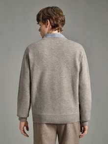 Calmiston Men's Casual Versatile Sweater, Autumn/Winter - Khaki - View 3
