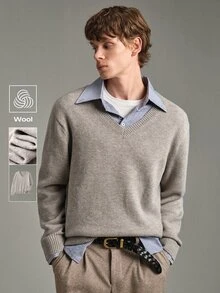 Calmiston Men's Casual Versatile Sweater, Autumn/Winter - Khaki - View 11
