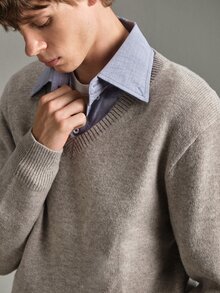 Calmiston Men's Casual Versatile Sweater, Autumn/Winter - Khaki - View 5