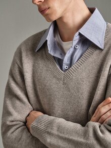 Calmiston Men's Casual Versatile Sweater, Autumn/Winter - Khaki - View 12