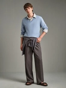 Calmiston Men's Autumn Casual Versatile Solid Color Sweater - Multicolor - View 5