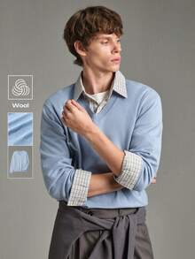 Calmiston Men's Autumn Casual Versatile Solid Color Sweater - Multicolor - View 1