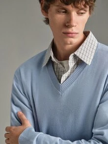 Calmiston Men's Autumn Casual Versatile Solid Color Sweater - Multicolor - View 4