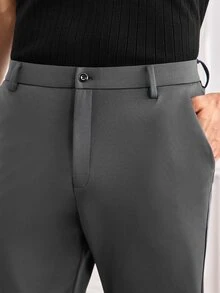 Officeau Men's Dark Grey Straight Leg Suit Pants, For Formal Business/Office, Gift For Father/Husband - Dark Grey - View 6