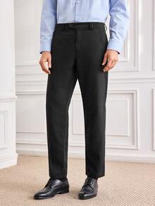 Officeau Men's Vintage Coin Pattern Lightweight Solid Color Casual Pants, Suitable For Spring/Summer Commuting - Black - View 4