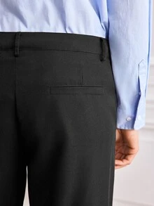 Officeau Men's Vintage Coin Pattern Lightweight Solid Color Casual Pants, Suitable For Spring/Summer Commuting - Black - View 6