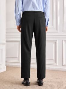 Officeau Men's Vintage Coin Pattern Lightweight Solid Color Casual Pants, Suitable For Spring/Summer Commuting - Black - View 2