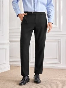 Officeau Men's Vintage Coin Pattern Lightweight Solid Color Casual Pants, Suitable For Spring/Summer Commuting - Black - View 5