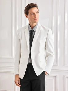 Officeau Men's White Blazer With Tie, For Formal Business/Office/Wedding - White - View 4