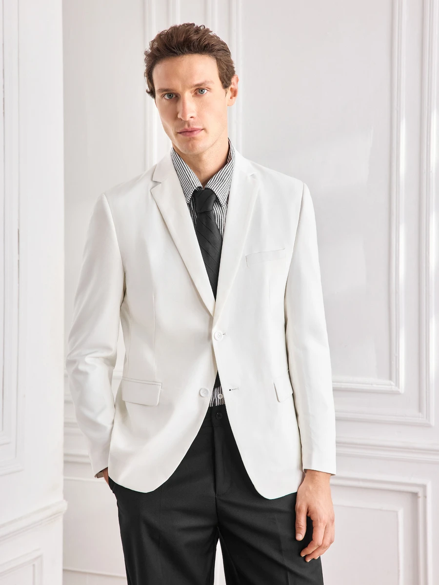 Officeau Men's White Blazer With Tie, For Formal Business/Office/Wedding - White - View 1