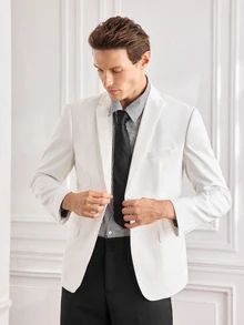 Officeau Men's White Blazer With Tie, For Formal Business/Office/Wedding - White - View 5