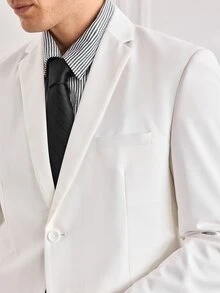 Officeau Men's White Blazer With Tie, For Formal Business/Office/Wedding - White - View 7