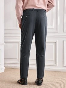 Officeau Men's Lightweight Summer Cargo Pants, Solid Color Casual Commuter Straight Leg Trousers, Belt Not Included - Dark Grey - View 2
