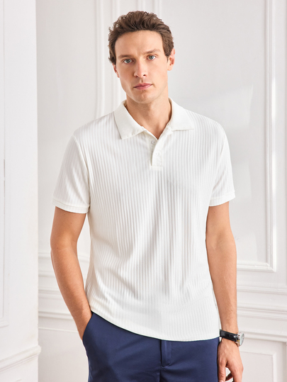 Officeau Men's Sky Blue POLO Shirt, Business Casual Vacation Short Sleeve POLO Shirt