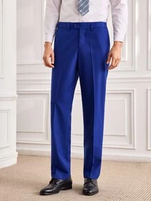 Officeau Men's 3 PiecesSuit Set, Elegant Solid Color Slim Fit Gentleman Vest Pants Tie Set, Business Commute Wedding Party Ball - Royal Blue - View 8