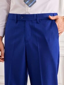 Officeau Men's 3 PiecesSuit Set, Elegant Solid Color Slim Fit Gentleman Vest Pants Tie Set, Business Commute Wedding Party Ball - Royal Blue - View 9