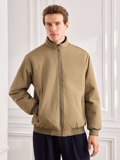 Officeau Men's Thick Jacket With Thermal Lined And Zipper, Winter