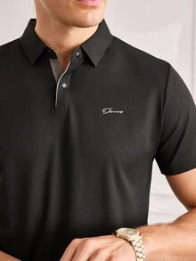Officeau Pro Man Wardrobe Seamless Bonded Anti-Wrinkle Summer Cooling Short Sleeve POLO Casual Business Commute Wear, Work To Weekend - Black - View 8