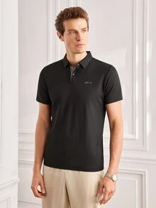 Officeau Pro Man Wardrobe Seamless Bonded Anti-Wrinkle Summer Cooling Short Sleeve POLO Casual Business Commute Wear, Work To Weekend - Black - View 6