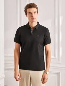 Officeau Pro Man Wardrobe Seamless Bonded Anti-Wrinkle Summer Cooling Short Sleeve POLO Casual Business Commute Wear, Work To Weekend - Black - View 7