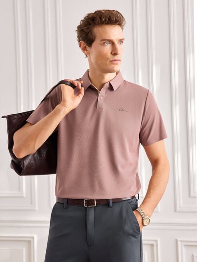 Officeau Pro Man Wardrobe Seamless Men's Bonded Anti-Wrinkle Summer Cooling Short Sleeve POLO Casual Business Commute Wear, Smart Casual