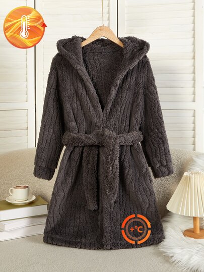 Tween Boy Winter Warm Hooded Robe Loungewear
