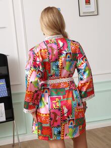 Chillnights Young Casual Vacation Animal Print Long Sleeve Plus Size Nightgown - Multicolor - View 2
