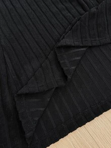 SHEIN CURVE+ Plus Size Women's Knitted Ribbed Bow Embroidery Round Neck Short Sleeve Long Pants Casual Pajama Set - Multicolor - View 9