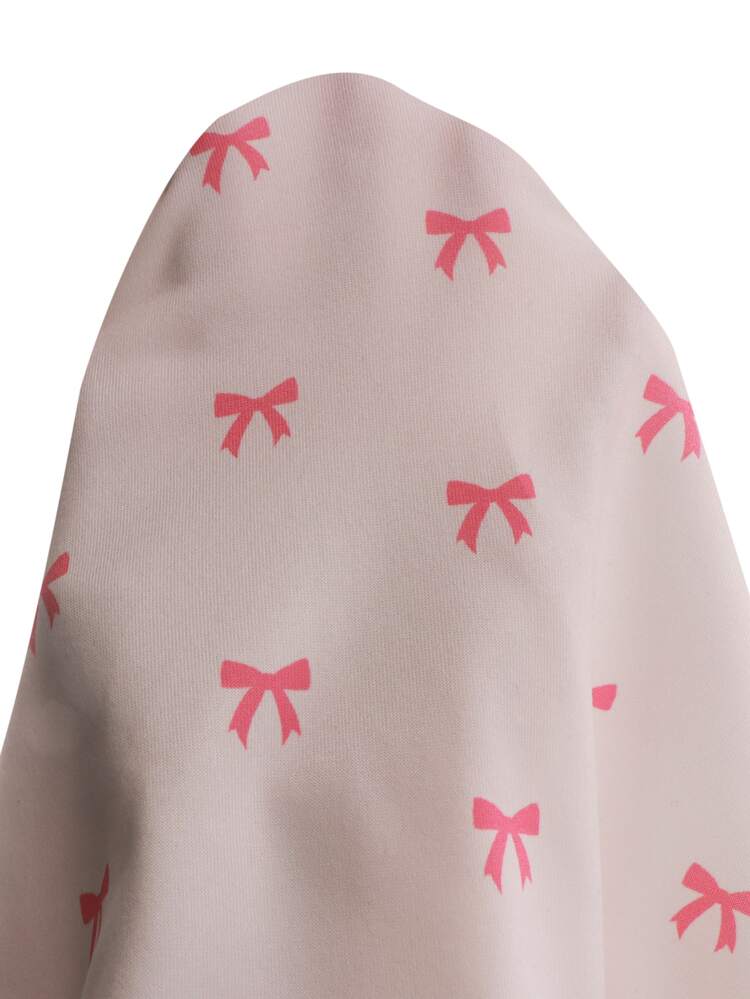 SHEIN Sparklyn Tween Girls 2pcs/Set Spring/Summer Girls' Sweet Style Pink Bow Decor White Round Neck Short Sleeve T-Shirt + Pink 3D Bow Embroidery Denim Mini, Gym - Multicolor - View 4