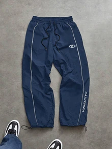 Gym Rark Men's Casual Daily Letter Print Drawstring Waist  Sports Pants, Gym - Blue - View 1