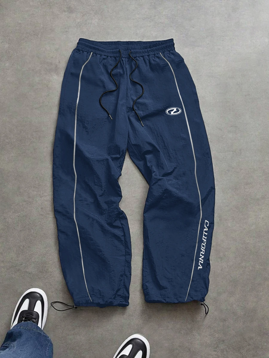 Gym Rark Men's Casual Daily Letter Print Drawstring Waist Sports Pants, Gym - Blue - View 1