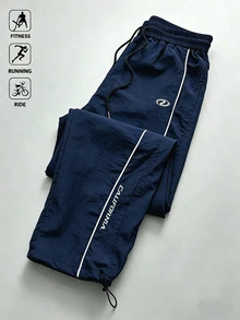 Gym Rark Men's Casual Daily Letter Print Drawstring Waist  Sports Pants, Gym - Blue - View 3