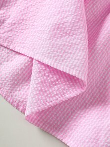 Souflis Souflis Baby Girl Summer Pink And White Striped Floral Woven Tape Patchwork A-Line Vacation Dress, Suitable For Daily Casual Cute Tropical Beach - Pink - View 9
