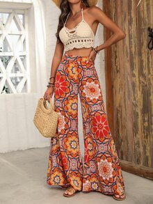 EMERY ROSE Women's Wide Leg Mandala Print Pants Fall Cloth For Women - Multicolor - View 7