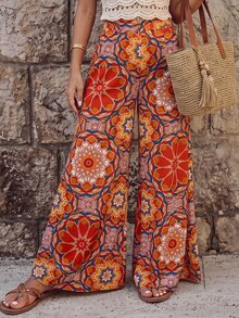 EMERY ROSE Women's Wide Leg Mandala Print Pants Fall Cloth For Women - Multicolor - View 1